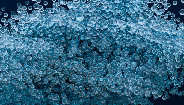 Illustration of 3d rendering water bubbles against black background