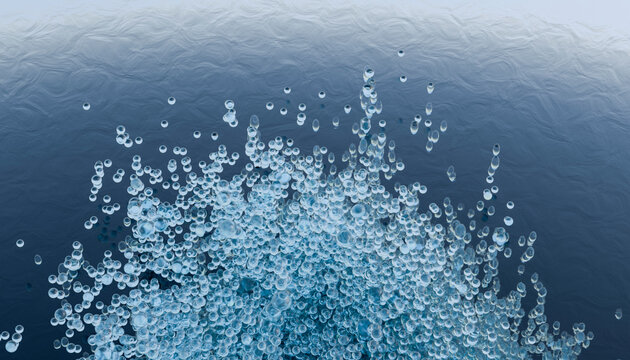 3D rendering illustration of water molecules at surface