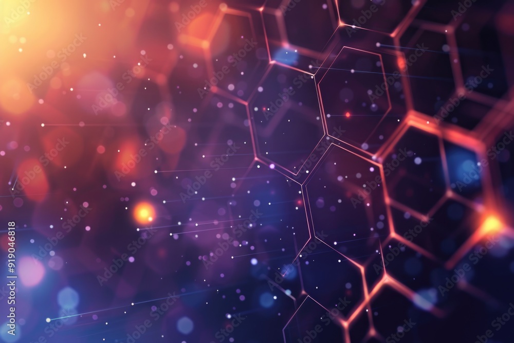 Poster Connected hexagons forming a complex structure