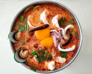 Seafood Tom Yum, spicy, hot and sour Thai food