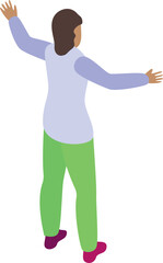 Woman is raising her hands in celebration, expressing joy and excitement