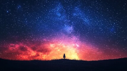 Fototapeta premium Starry Night with a Lonely Tree