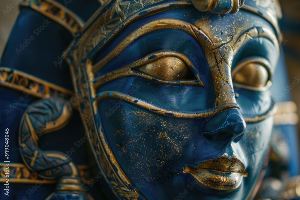 Poster close-up view of a statue depicting a woman's face, ideal for use in editorial or commercial context