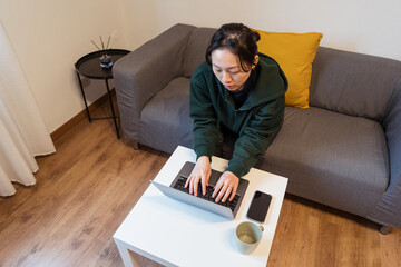 Modern Home Office Setting with Focused Female