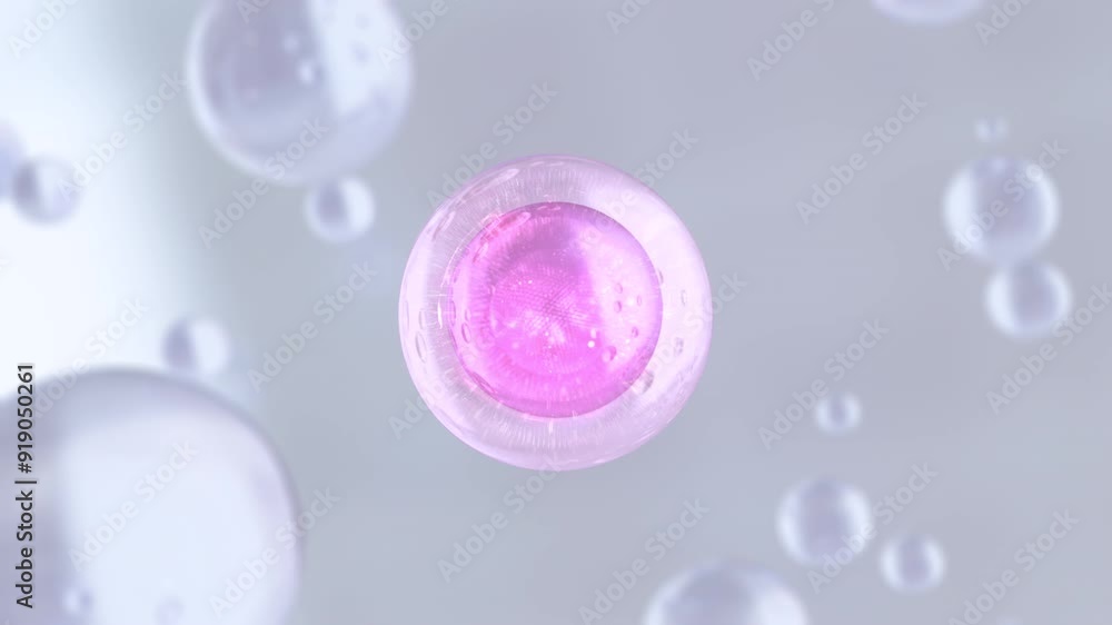 Aufkleber 3d animation of liquids, molecules, and bubbles. floating together. a macro view shows many bubbles 