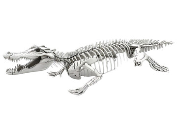 3d render of Crocodile skeleton Isolated on transparent background.