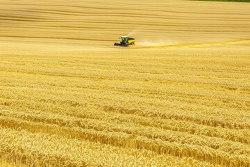 Obraz premium A bird's-eye view of the Palouse, with rolling green hills and golden wheat fields stretching to the horizon. Beautiful simple AI generated image in 4K, unique.