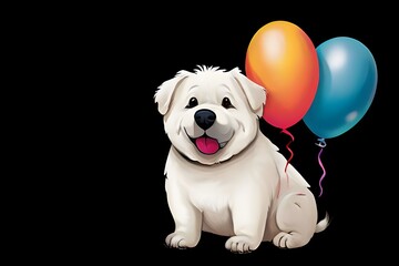 A white puppy celebrating Dog Day. International Dog Day Concept. 