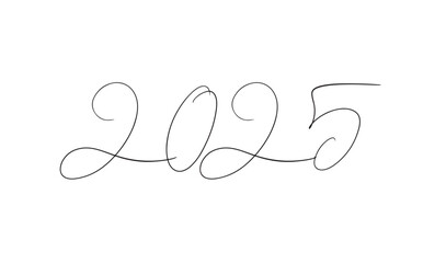 Obraz premium 2025 calligraphy text hand written font black color symbol sign decoration ornament 2025 happy new year 2024 time calendar event merry christmas xmas calendar event greeting festival december month 