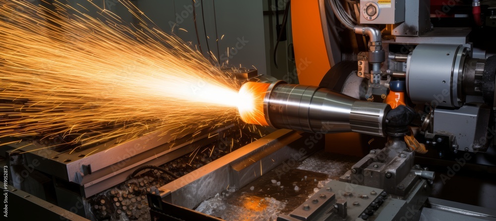 Poster cnc machine crafting rocket engine component precision in aerospace manufacturing