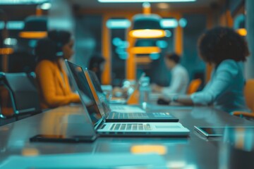 Obraz premium Productive Business Team Discussion in Modern Office Environment - Ideal for Corporate Use