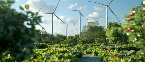Whispers Sustainability: Wind Turbines in a Verdant Landscape