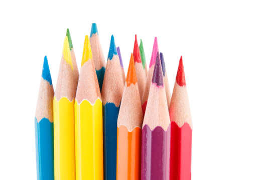 Colored wood paintings isolated on transparent background