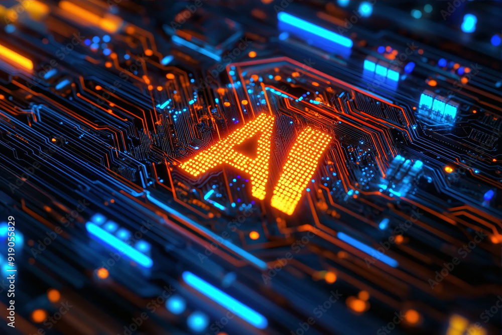 Poster circuit board background, close up view of electronic circuit board, 3d rendering