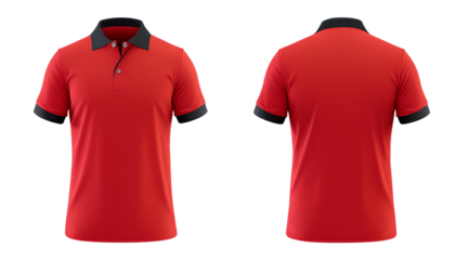 Red Polo - Shirt Mockup for Product Design - T-shirt Template for Logo Placement and Branding - Template for Company Shirt and Work Clothing - Presentation Background for Corporate Identity 