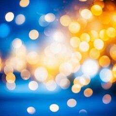 Obraz premium AI Generate, blurred christmas lights twinkling against an orange and blue stylish festive background, bokeheffect