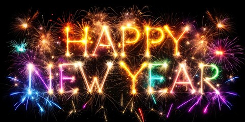 New Years Day celebration with fireworks and confetti
