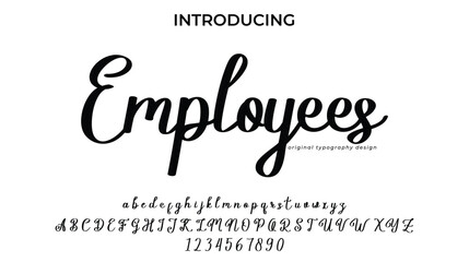 Employees Font Stylish brush painted an uppercase vector letters, alphabet, typeface