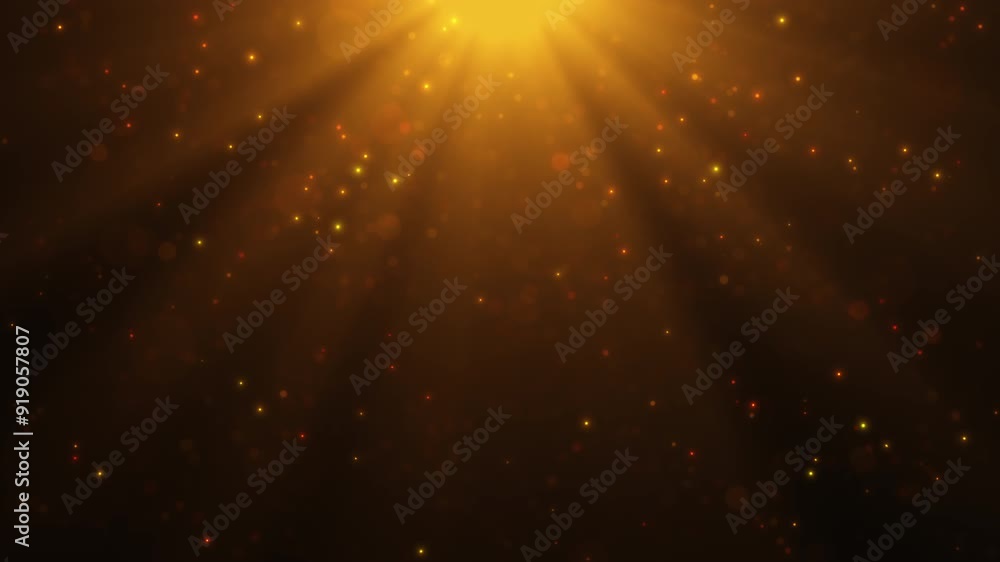 Poster bright shiny particles in iridescent orange light. abstract background. seamless looping animation