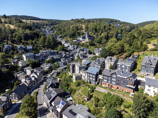aerial view of the city kahla in thuringia, east germany