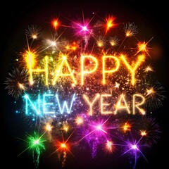 Naklejka premium New Years Day celebration with fireworks and confetti