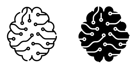 Neural Network editable stroke and solid web icon set. Neural Network icon vector illustration. 
