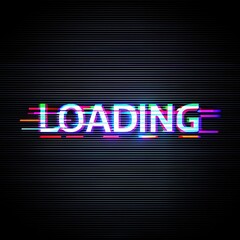 Fototapeta premium 3D rendering loading text with screen effects of technological glitches