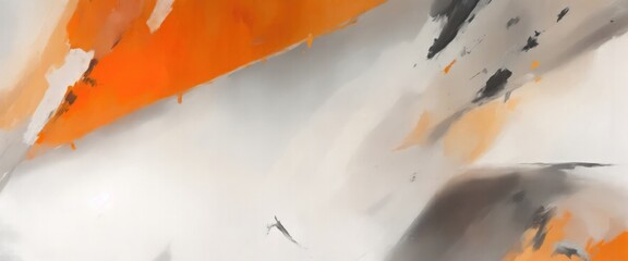 Abstract oil Gray and orange color brushstrokes painting abstract art colorful texture background
