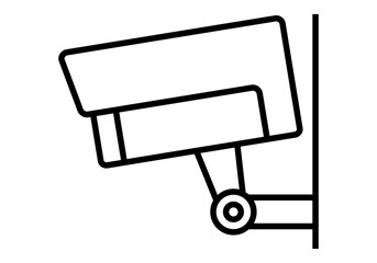 Icono negro de videocámara de vigilancia en fondo blanco