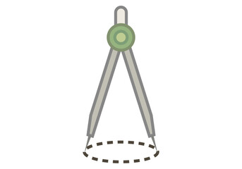 Compás gris y verde para dibujo técnico