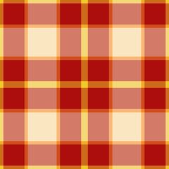 Luxurious check seamless pattern, deco texture fabric tartan. Primary textile vector plaid background in red and orange colors.