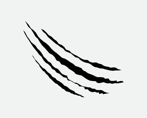 Claws scratches, animal monster mark design element, tattoo and decor for halloween. Black vector silhouette.