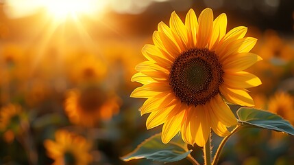 Fototapeta premium A close-up of a sunflower, intricate petal patterns, soft focus background, mystical and enchanting, anime style, hd quality, natural look. --ar 16:9 --v 6.0