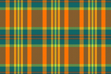 Factory seamless plaid pattern, youth background vector texture. Eps tartan check fabric textile in cyan and bright colors.