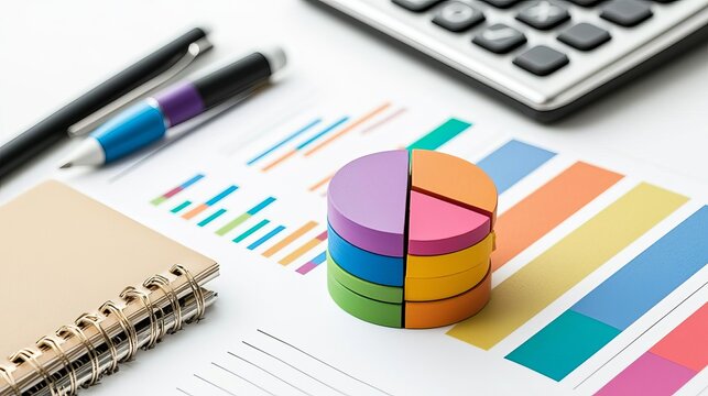 Expense analysis, colorful financial chart, flat design illustration