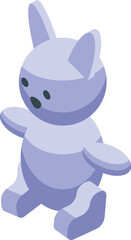 Cute purple bunny toy sitting with open arms isometric