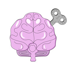 Clockwork toy. The brain is on a charge. Clockwork brain isolated transparent background. Vector illustration best for political design. EPS 10