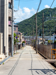 Obraz premium 住宅密集地と線路の風景