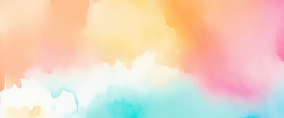 Cyan watercolor paint design with colorful orange pink vibrant distressed grunge texture background