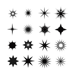 Christmas theme black starburst icons collection.