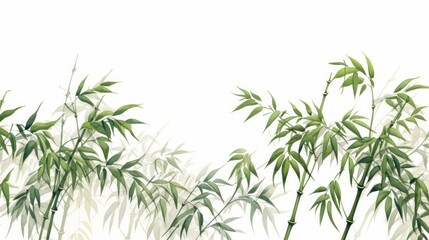 Fototapeta premium Bamboo plant isolated on a white background. Part of bamboo stems with leaves. Neural network ai generated art