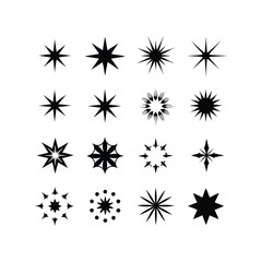Christmas theme black starburst icons collection.