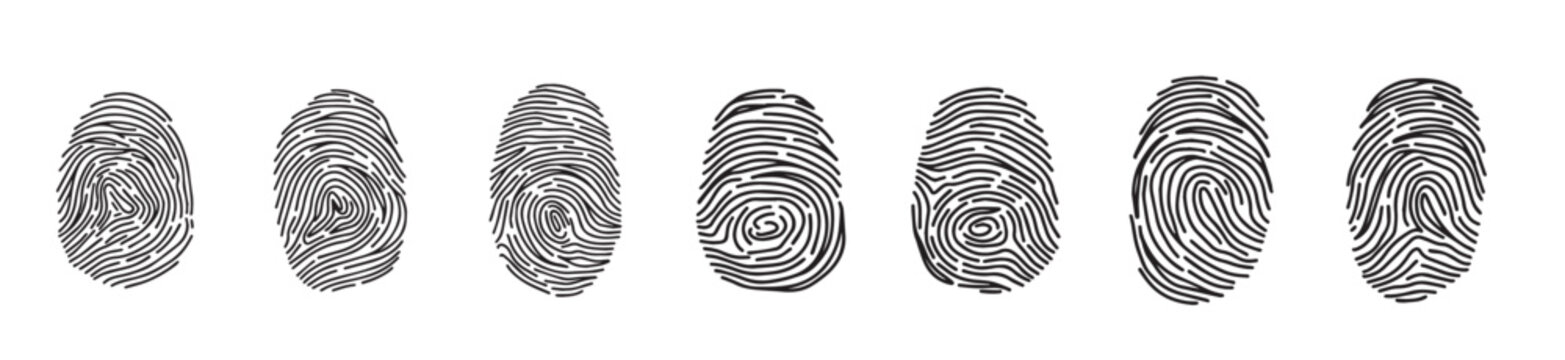 fingerprint icon set print hand drawn doodle style outline print finger vector illustration.
