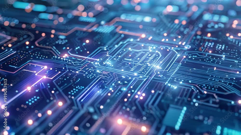 Poster detailed view of a computers circuit board showing various components and connections, update softwa