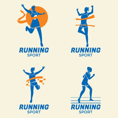 Set of Running Emblem for Sports Club or Tournament 