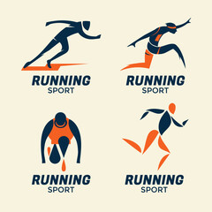 Set of Running Emblem for Sports Club or Tournament 