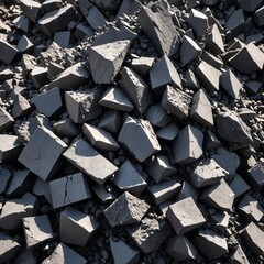 Fototapeta premium Industrial Raw Graphite Material Heap in Sharp Focus