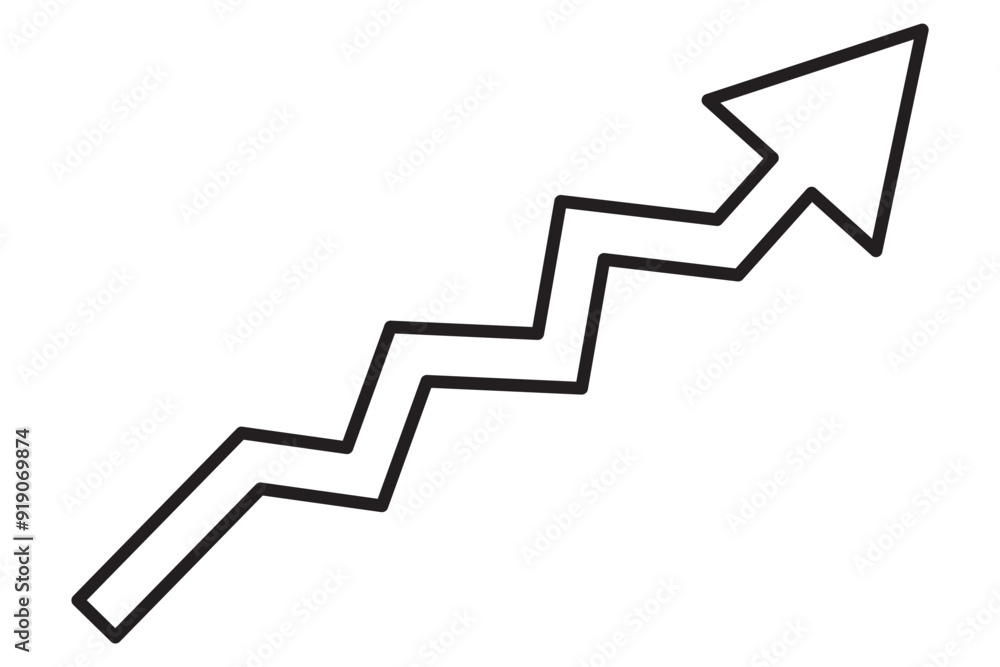 Poster upward direction arrow vector graphic icon showing business growth bar graph. arrow with vector grap