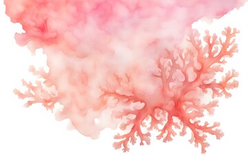 Fototapeta premium A gradient from soft coral to pastel pink watercolor on white background, Ai Generated