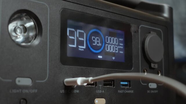 Closeup of portable power station